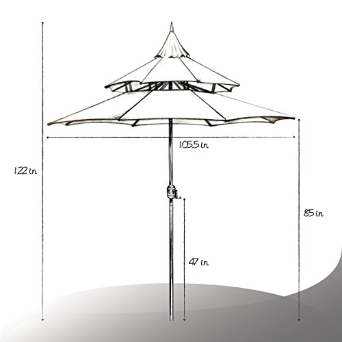 Abble Outdoor Patio Umbrella 9 Ft Pagoda With Crank Weather