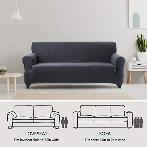 Homesure 1-Piece High Stretch Sofa Slipcover for 3 Cushion Couch Sofa Cover with Elastic Bottom Jacquard Furniture Protector Couch Cover (Sofa size, Grey) - Thumbnail 4
