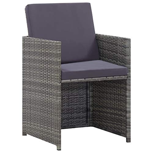 vidaXL Akazienholz Massiv Gartenmöbel 5-TLG. Sitzgruppe Gartengarnitur Gartenset Sitzgarnitur Tisch Stühle Hocker Poly Rattan Anthrazit – Bild 2