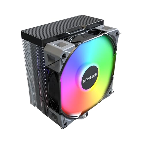 MONTECH NX400 ARGB Single-Tower CPU Cooler, 4 Heat Pipes, 120mm Fan, Black