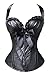 Charmian Women's Burlesque Vintage Renaissance Padded Faux Leather Halter Zipper Bustier Corset Top Black Large