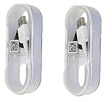 Two (2) New Samsung OEM 5-Feet Micro USB Data Sync Charging Cables for Galaxy S6/S6 Edge/S6 Edge+/S7/S7 Edge/Note 4/5/Edge - Non-Retail Packaging - White