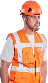 Portwest PS53 Safety Hard Hat Orange 6-Point Harness Unvented ABS Shell view 7
