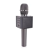 【Latest Models】Tosing 008 Portable Wireless Karaoke Microphones Bluetooth Speaker 2 in 1 Mini Home KTV Playing and Singing Machine for iPhone/Android Smartphone/Tablet（Black）