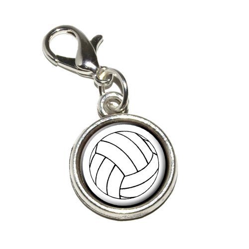 Graphics and More Volleyball Antiqued Bracelet Pendant Zipper Pull Charm with Lobster Clasp