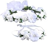 Flower Crown Wedding Hair Wreath Floral Headband Garland Wrist Band Set