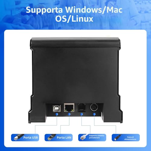 NetumScan 80mm 300mm/s POS Thermal Receipt Printer Thermal Receipt Printer with Automatic Cash Drawer, USB Ethernet Interface, Support Windows/Mac/Linux, Printer from