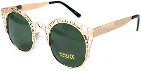 Aloha Eyewear Women's "Eiffel Tower" Cateye 45mm Sunglasses with Metal Mesh (Gold w/ Green)