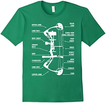 Mens Compound Bow Archery Hunting Anatomy T Shirt - Funny Bow Large Kelly Green