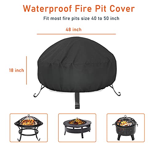 LBTING Fire Pit Cover, 48 inch Cover for 4050 inch Round Firepit