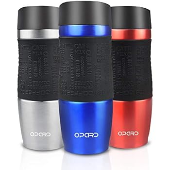 Opard Coffee Travel Mug Spill Proof Leakproof 12oz Stainless Steel Double Wall Vacuum Insulated Cup with Carry Clip, Anti-slip Grip, Work for Hot & Cold Beverage, Fit in Cup Holder (Blue)