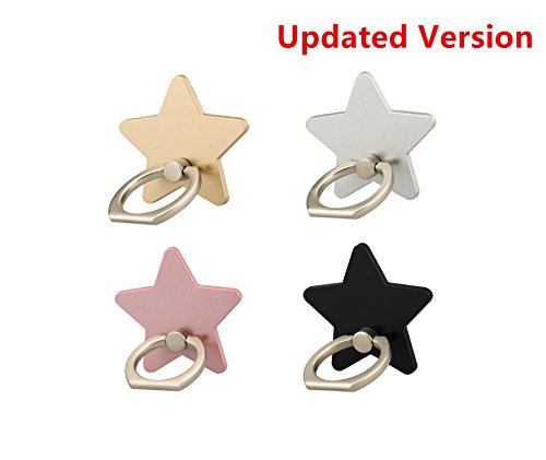 (4 pcs)LENO Cell Phone Holder,Star Phone Ring Kickstand,Universal 360 Rotation Cell Phone Finger Ring Grip for Iphone 7 7 plus SE 6 6S,Galaxy S6 S7 and Almost All Phones/Pad(4 Color Star)