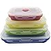 Swity Home Set of 4 Collapsible Silicone Food Containers, Plastic Lid Silicone Bowl, Storage Canister Set, Use For Food and Storage, Kitchen Food Saver Container