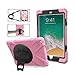iPad 9.7 Case for Girls with Strap 2017 2018 | TSQ iPad 6th 5th Generation Case Cover Three Layer Hybrid Silicone Defender Bumper Case with 360 Rotation Stand Hand Strap & Neck Shoulder Strap | Pink