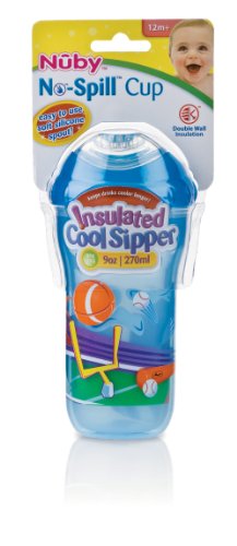 Nuby No-Spill Insulated Cool Sipper, 9 Ounce, Colors May Vary