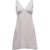 Amazhiyu Women's Pure Linen Sleeveless V-Neck A-Line Dress Knee-Length Casual Flax, X-Large