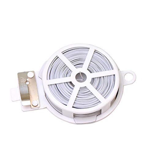 1 Roll Coil 50M 164 FT White Metal Sealing Rope Multi-Function Sturdy Tie-Up Device with Cutter Plastic Wrapped Wire Twist Tie Wired String for Home Gardening Office - Thumbnail 7