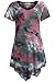 Bepei Womens Scoop Neck Tie Dye Tunic Shirts Short Sleeve Summer Tops Pink and Green