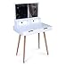 Facilehome Dressing Table Dressing Mirror with 2 Makeups Drawers,White