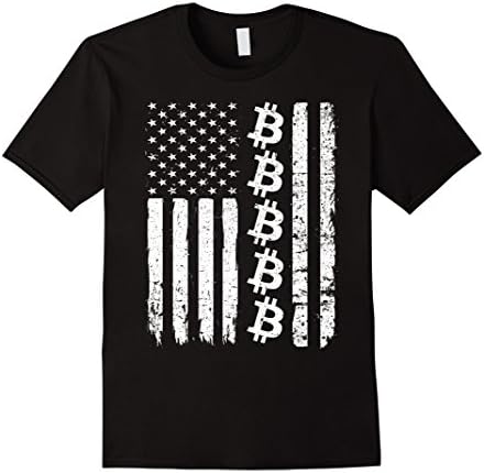Mens Funny Bitcoin Shirt: Flag Cryptocurrency America | SA219 Large Black