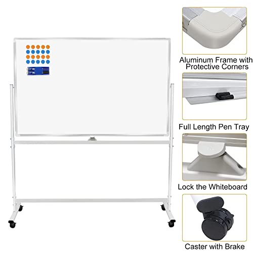 BSTPCOO DoubleSided Rolling Whiteboard on Wheels 72"x40", Large