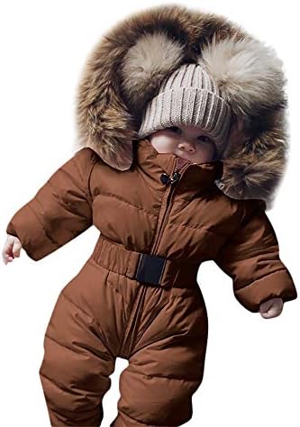 Franterd Baby Girls Boys Romper Down Jacket Hooded Jumpsuit Autumn & Winter Warm Thick Coat Onesie Snowsuit Clothes