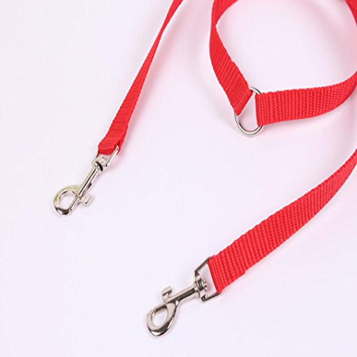 Letdown Double Dog Twin Strong Multicolor Lead Two Pet Dogs Walking Leash (Red)