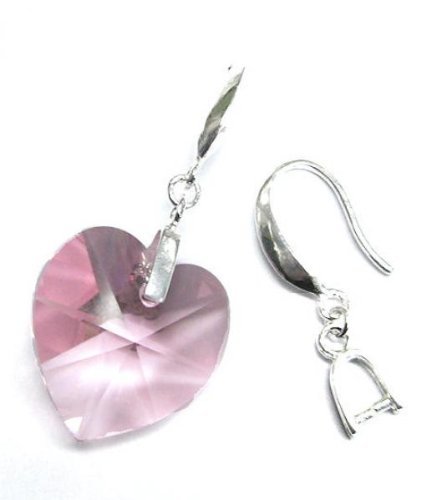 2 pcs Rhodium .925 Sterling Silver Earring Earwire Pinch Bail Clasp 1.8mm x 9.5mm