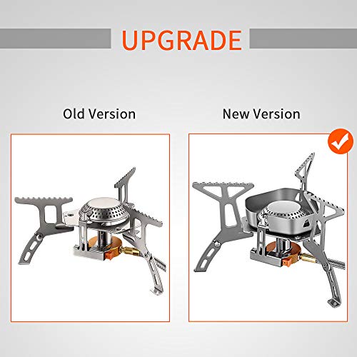 Camping Gas Stove Burner Backpacking Stove Portable Backpack Cooking Camp Stove with Igniter Hiking Outdoor Mini Small Lightweight Windproof Single Stainless Steel Isobutane Propane or Butane Propane
