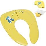 Gimars Nonslip Silicone Pads Portable Folding Travel Baby Toddler Potty Training Seat Cover with Carry Bag for Kids, Yellow