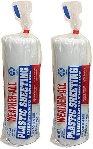 TRM Manufacturing 40350C Weatherall Visqueen Plastic Sheeting, Drop Cloth 3' Wide x 50' Length x 4.0 mil Thickness, Clear (Вundlе оf Тwо)