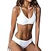 RUUHEE Women Ribbed Bikini Cheeky Bottom v Neck Brazilian Top 2 Piece Bathing Suits