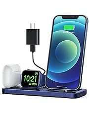 CEREECOO Portable 3 in 1 Charging Station for Apple Product Foldable Charger Stand for iWatch 6/SE/5/4/3/2/1 Charging Stand for iPhone AirPods Pro/2/1 Charging Dock Holder(with 10W Adapter)