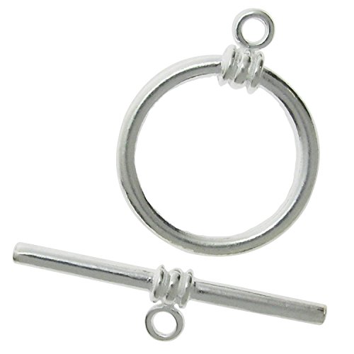 1 set .925 Sterling Silver Plain Round Toggle Clasp 15mm/Findings/Bright