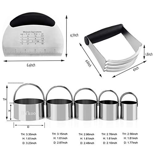 Dough Cutter Pastry Blender Biscuit Cutter Set, BYkooc Professional Stainless Steel Baking Dough Tools, Heavy Duty & Durable Kitchen Utensil Gift for Bread Cookie Pizza (3 Pcs/Set)