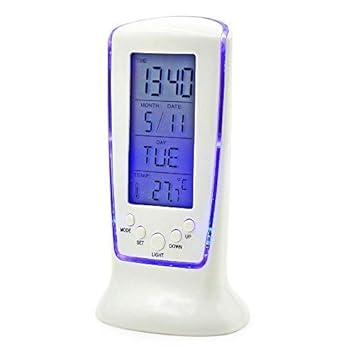 KBF Square Clock DS-510 Calender with Digital Thermometer Clock with LED Light Alarm Clock with High Performance Quality and Accurate Temperature Showing