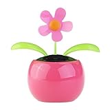 Tinksky Dacing Solar Flower Car Decor Solar Powered Happy Dancing Flower in the Pot Office Desk Display (Pink)