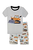 Big Boys' Earthmover Pajamas 100% Cotton Sleepwear Clothes Kids Shorts Set