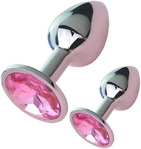 IRRANA 2pcs(M+S) Suppository Gem Stimulation Jeweled Butt Plug Personal Massage Toys for Beginner (Pink)