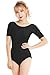 Speerise Womens Short Sleeve Leotard Lycra Spandex Dance Bodysuit, M, Black