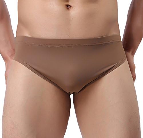 Kseey Men Ice Silk The Elastic Breathable Briefs and Men's Underwear Classic Briefs Khaki M
