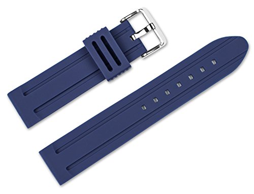 18mm Replacement Rubber Watch Band - Silicone Rubber - Navy Blue Watch Strap