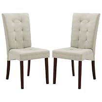Baxton Studio Anne Fabric Modern Dining Chair, Beige, Set of 2