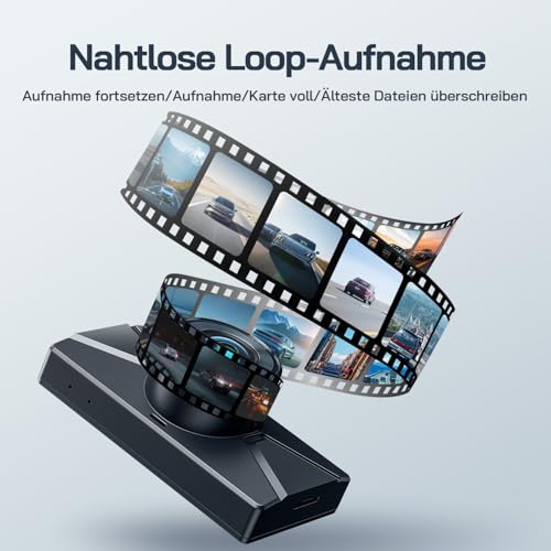 Dashcam Auto Vorne Hinten 2,5K+1080P Auto Kamera, Ultra Nachtsicht, 170°Weitwinkel, WDR, 24 Std. Parkmodus, G-Sensor, Loop-Aufnahme