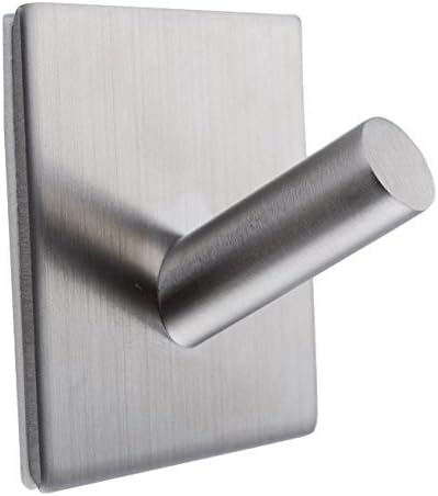 TTEEKO Bathroom Towel Hooks, 3M Self Adhesive Wall Hooks Organizer Rack Premium SUS304 Stainless Steel Brushed Wall Hook for Bathroom
