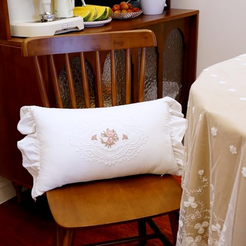Vctops Boho Lace Ruffle Pillow Cover 12x20