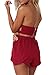 Simplee Apparel Women's Strapless V Neck Ruffle Padded Jumpsuit 2 Piece Outfits, Small, Lovely red