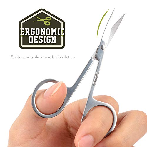 Eyebrow Hair Scissors, YGDZ Curved Tip Cuticle Scissors Stainless Steel Small Beauty Manicure Grooming Trimming Scissors for Eyebrow Eyelash Dry Skin Fingernail - Thumbnail 2