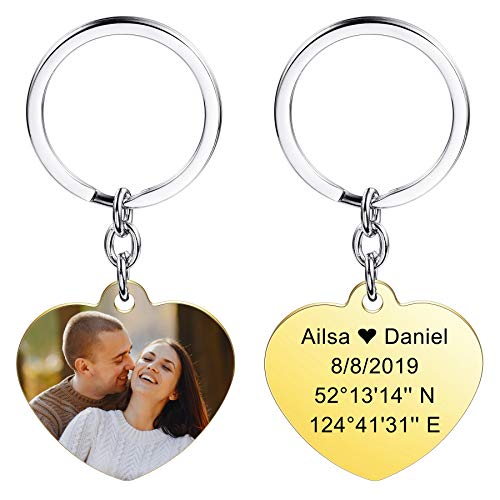 MeMeDIY Personalized Heart Keychain Pendant Engraving Name/Text