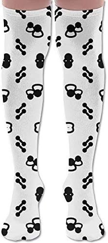 SOCKS164 New Bicep Curls and Kettle Bells On White(1883) Fashion Stylish Comfortable Knee High Socks Long Socks for Women and Men